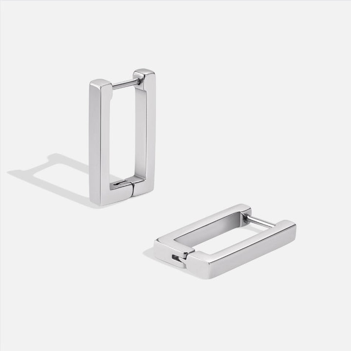 Rectangular Silver Hoops