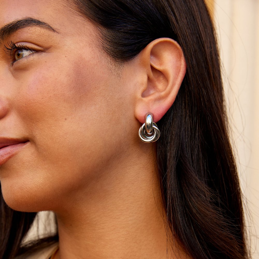 Sofia Braided Silver Hoops